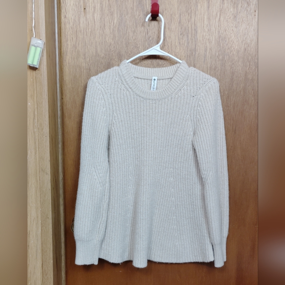 Athleta Cream Flare Wool Blend Sweater